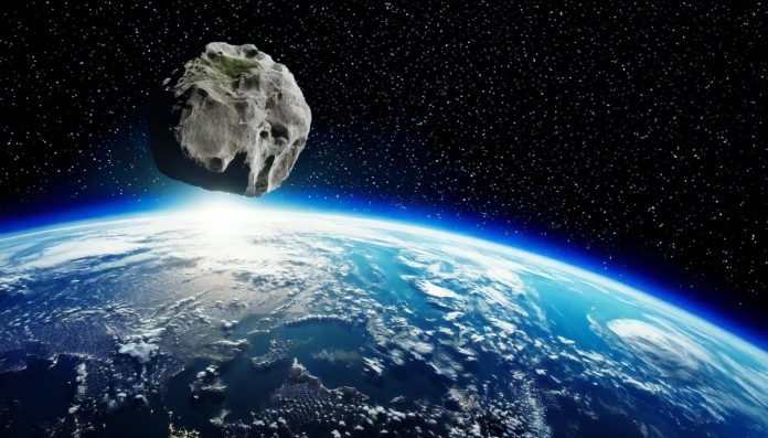 Asteroide acercándose a la tierra.