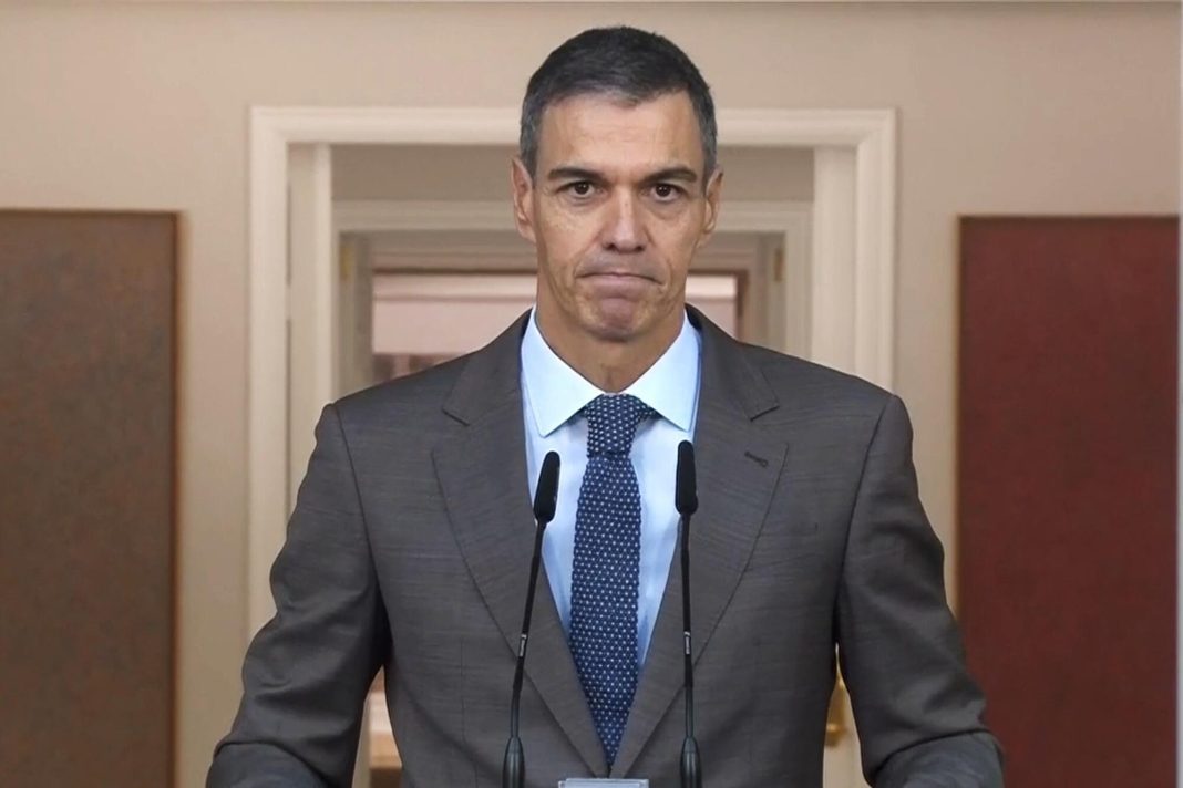El presidente del Gobierno Español, Pedro Sánchez, en la convocatoria electoral.